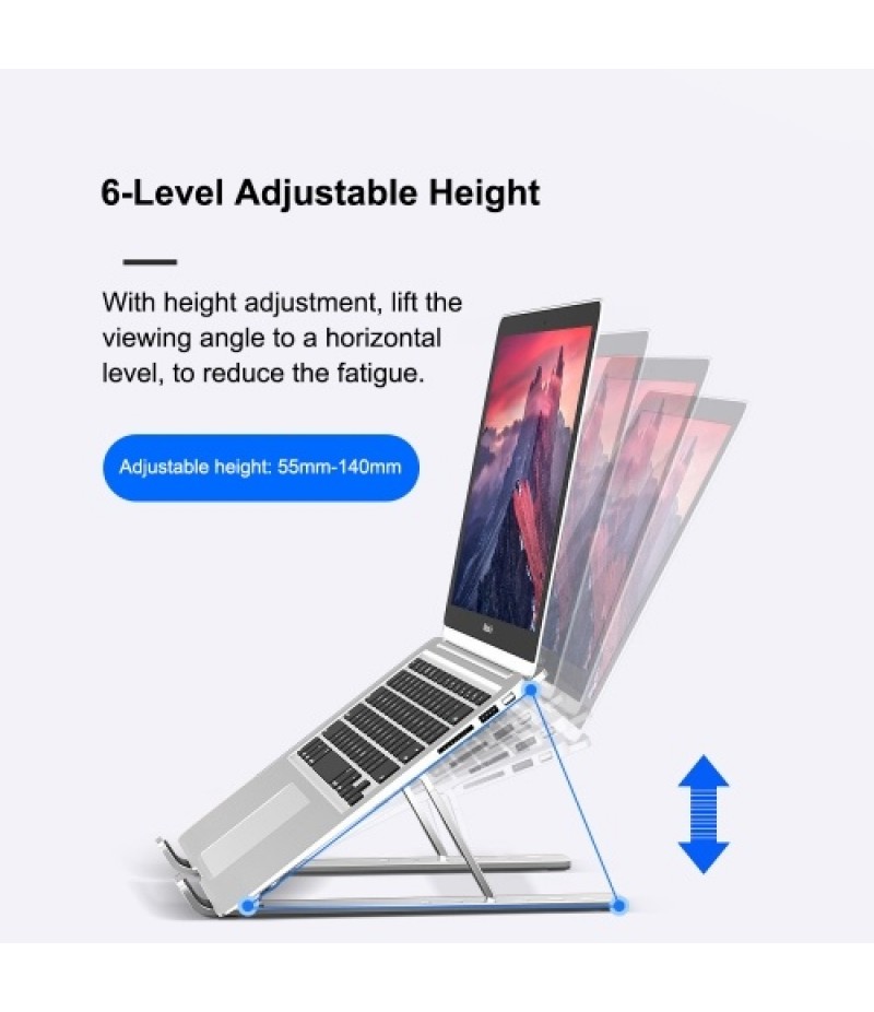 Laptop Stand 6-Level Adjustable Height Computer Holder Bracket Portable Foldable Bendable Non-slip Notebook Holders for Home Off