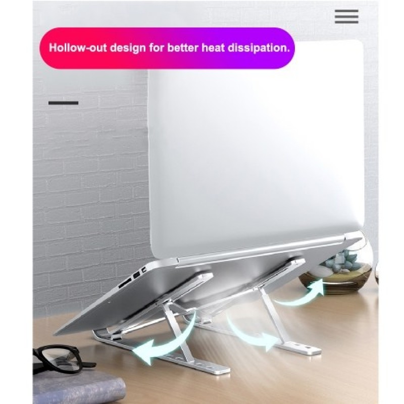 Laptop Stand 6-Level Adjustable Height Computer Holder Bracket  Foldable Bendable Non-slip Notebook Holders for Home Off