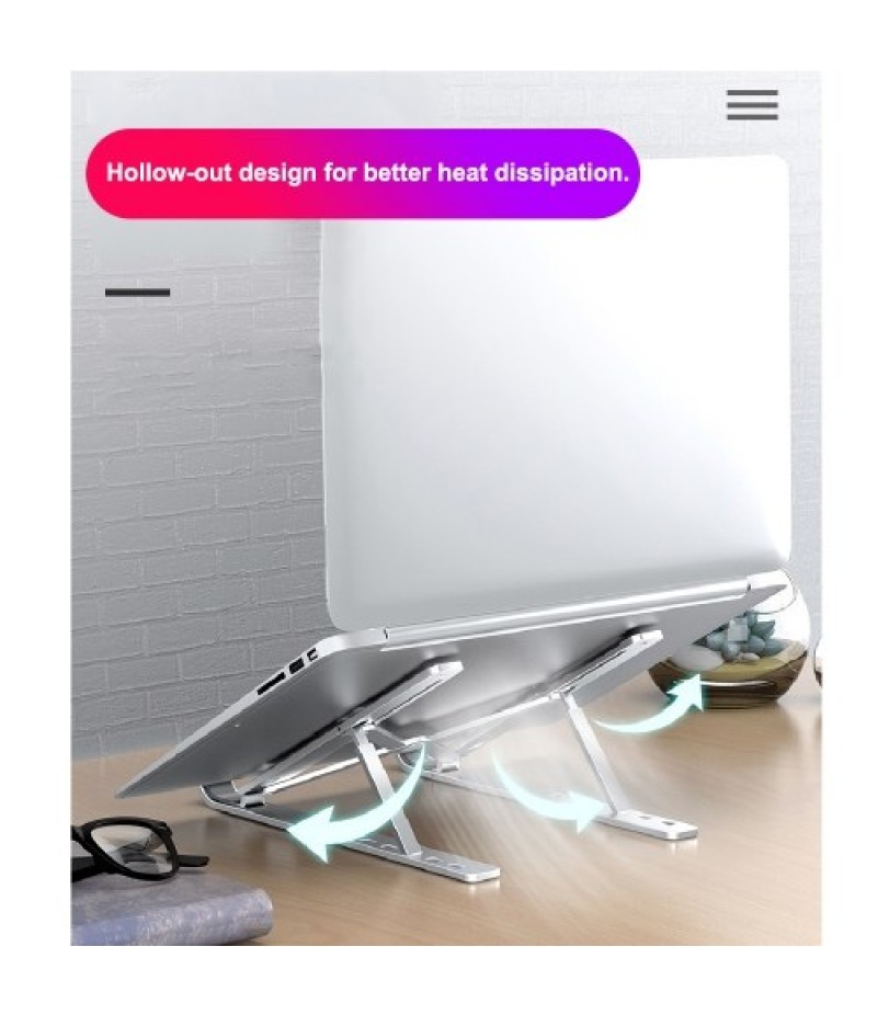Laptop Stand 6-Level Adjustable Height Computer Holder Bracket Portable Foldable Bendable Non-slip Notebook Holders for Home Off