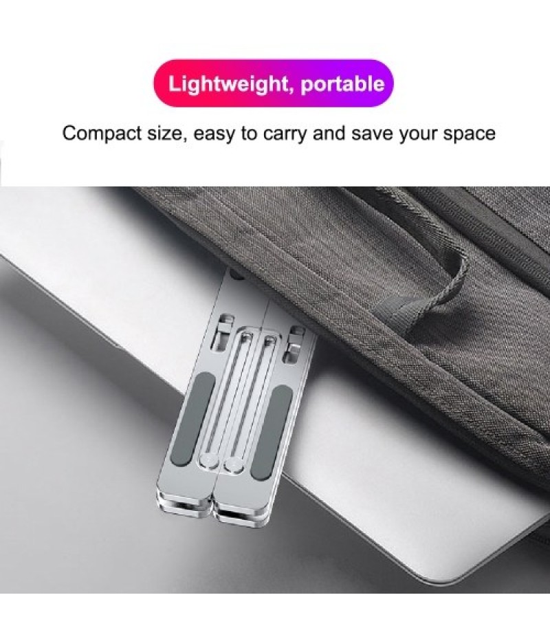Laptop Stand 6-Level Adjustable Height Computer Holder Bracket Portable Foldable Bendable Non-slip Notebook Holders for Home Off
