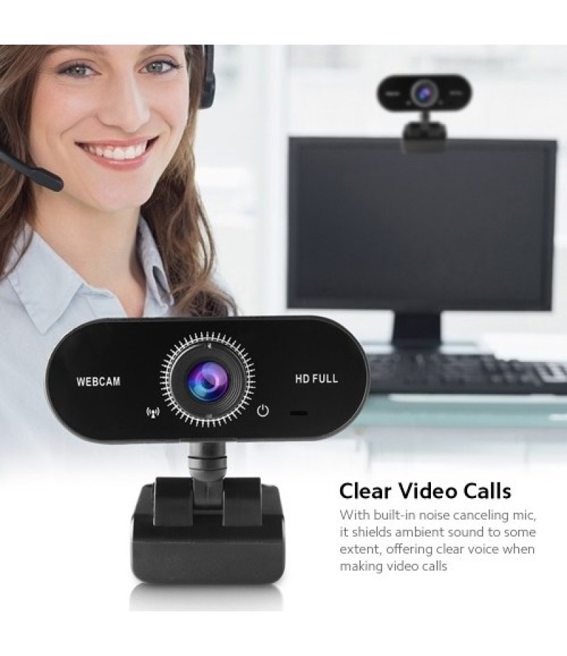 1080P Clip-on USB Webcam with Noise Canceling Mic Support Flexible Rotation/Auto Focus/Auto Adjusting Lighting Condition