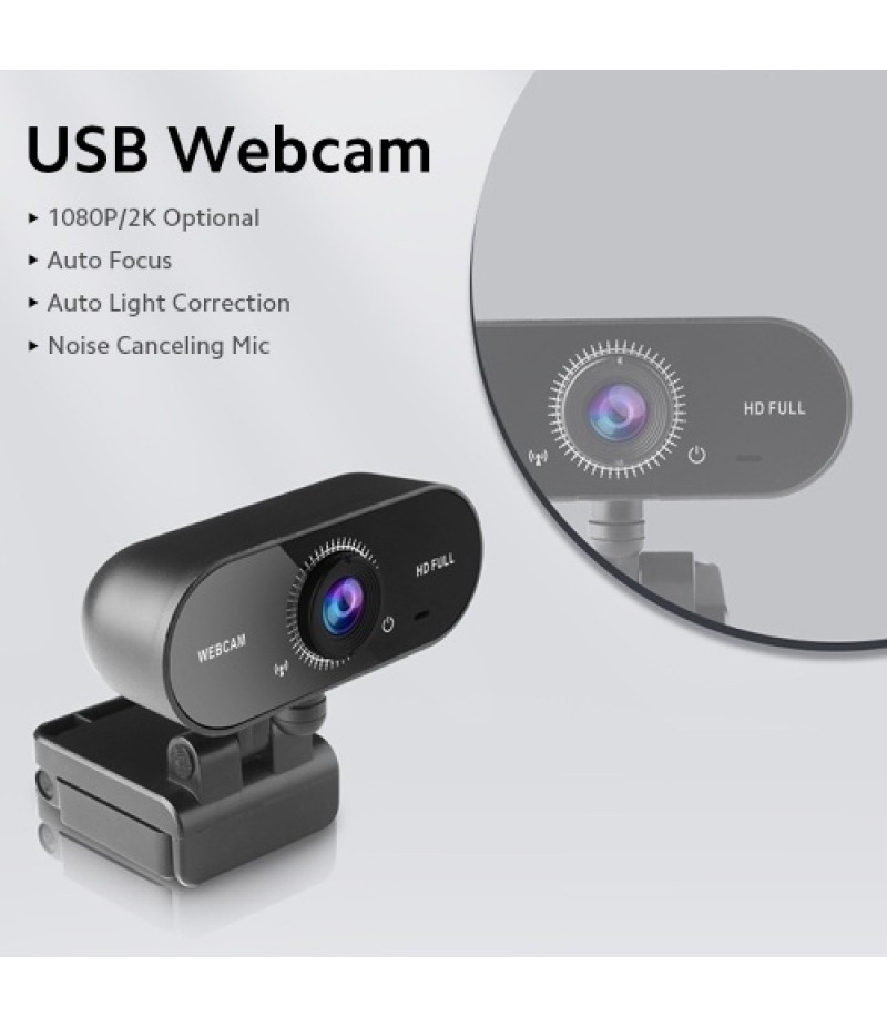 1080P Clip-on USB Webcam with Noise Canceling Mic Support Flexible Rotation/Auto Focus/Auto Adjusting Lighting Condition
