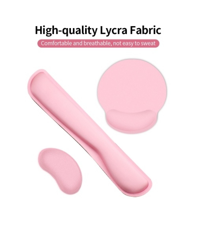 Ergonomic Memory Foam Keyboard Wrist Rest Mouse Wrist Rest Mouse Pad Set with Lycra Fabric Anti-slip Rubber Base