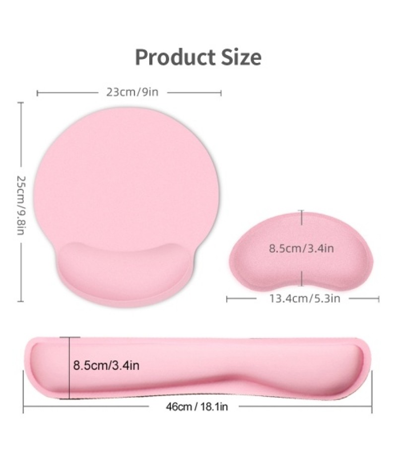 Ergonomic Memory Foam Keyboard Wrist Rest Mouse Wrist Rest Mouse Pad Set with Lycra Fabric Anti-slip Rubber Base