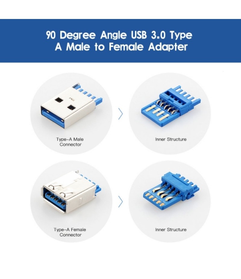 Right Angle USB3.0 AM to AF L Shape Adapter Converter USB 3.0 A Male to A Female 90 Degree Angle Plug Up