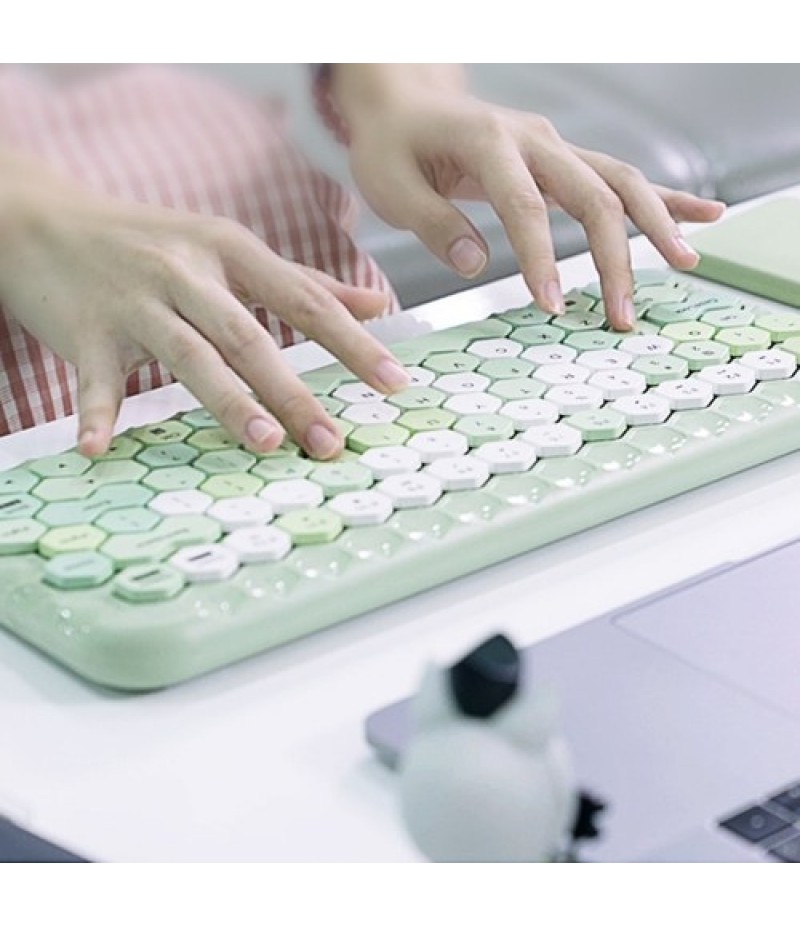 Cordless Mechanical Keyboard Mouse Round Cap Keyboard Office Desktop Keyboard and Mouse Set
