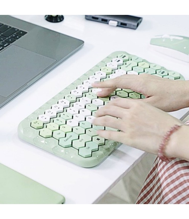 Cordless Mechanical Keyboard Mouse Round Cap Keyboard Office Desktop Keyboard and Mouse Set