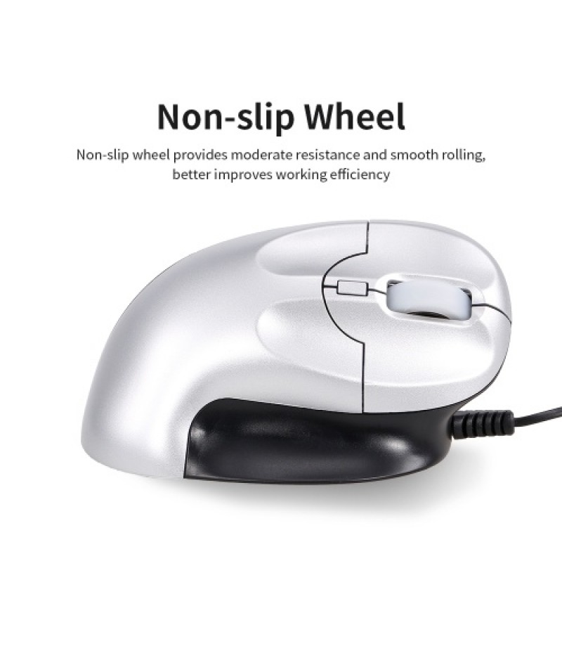 6D Wireless Optical Mouse Vertical Mouse 2.4GHz Gaming Mouse 6 Keys Ergonomic Design Mouse for PC Laptop Black+Silver