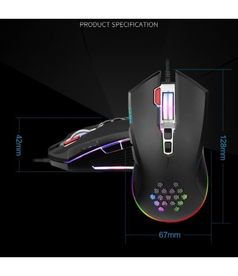 Mouse with USB Chargeing Port Design Ergonomic Optiacal RGB Illuminated Mouse 4 Levels DPI with Scroll Wheel 2 Thumb Buttons for