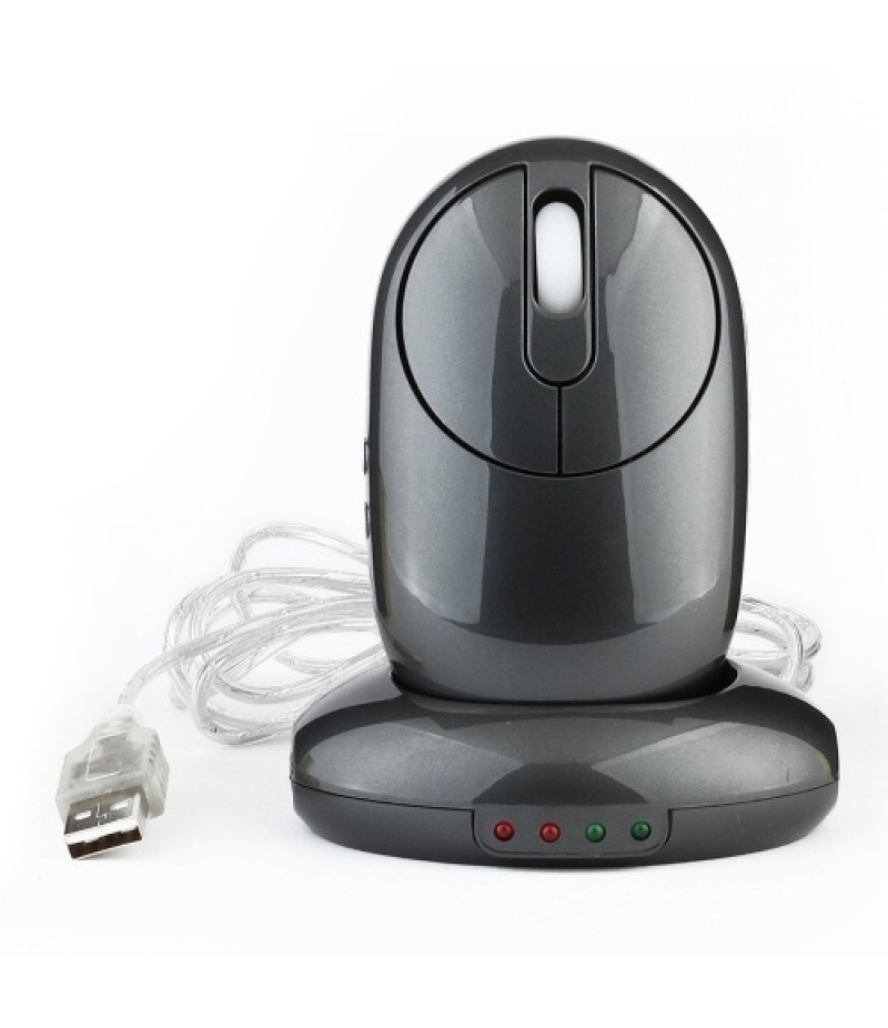 2.4G Wireless Rechargeable Mouse 3-gear Adjustable DPI Ergonomic Optical Mouse with 3-port USB Hub Charging Dock Black