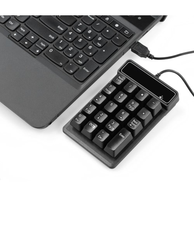 USB Wired Numeric Keypad Mechanical Feel Number Pad Keyboard 19 Keys Water-proof for Laptop Desktop PC Notebook Black