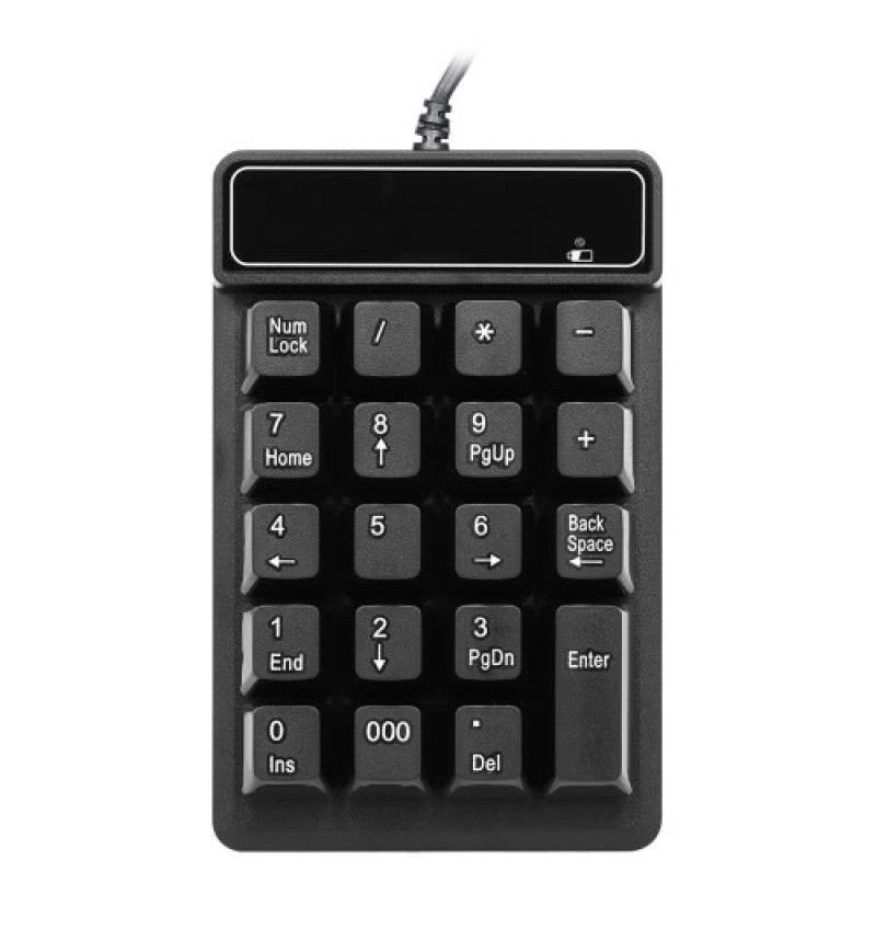 USB Wired Numeric Keypad Mechanical Feel Number Pad Keyboard 19 Keys Water-proof for Laptop Desktop PC Notebook Black