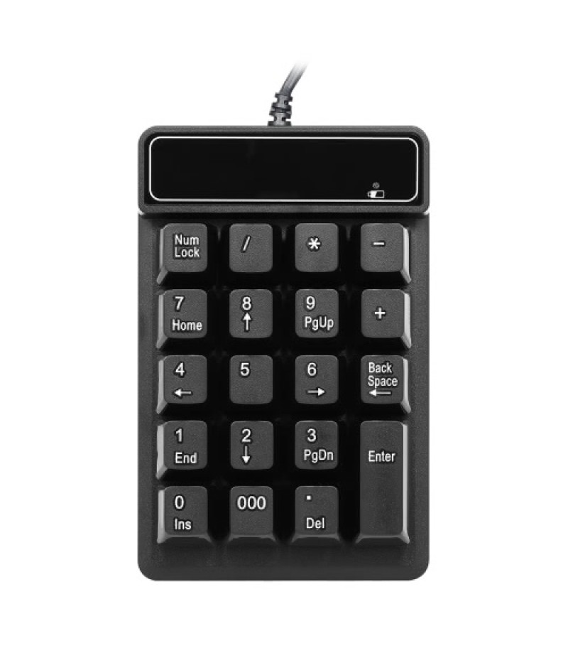 USB Wired Numeric Keypad Mechanical Feel Number Pad Keyboard 19 Keys Water-proof for Laptop Desktop PC Notebook Black