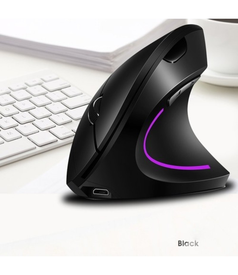 2.4G Wireless Vertical Mouse Rechargeable Upright Ergonomic Mouse 3 Adjustable DPI Levels RGB Flowing Light Plug N Play