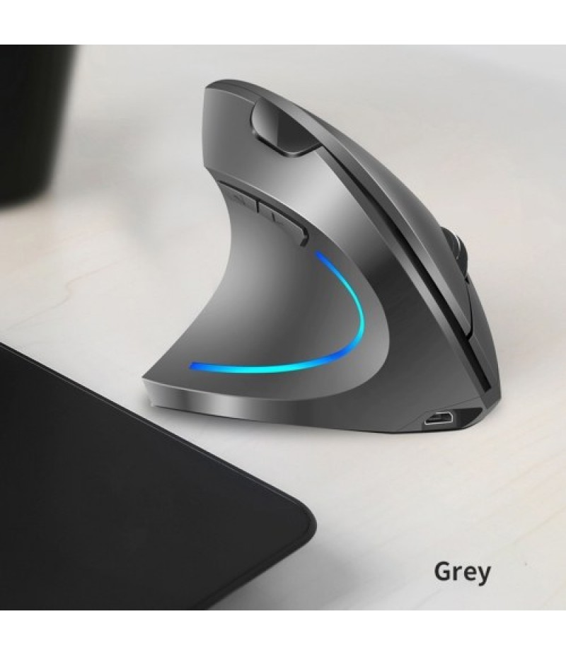 2.4G Wireless Vertical Mouse Rechargeable Upright Ergonomic Mouse 3 Adjustable DPI Levels RGB Flowing Light Plug N Play