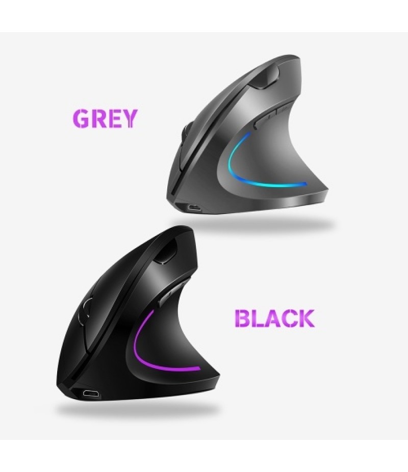 2.4G Wireless Vertical Mouse Rechargeable Upright Ergonomic Mouse 3 Adjustable DPI Levels RGB Flowing Light Plug N Play
