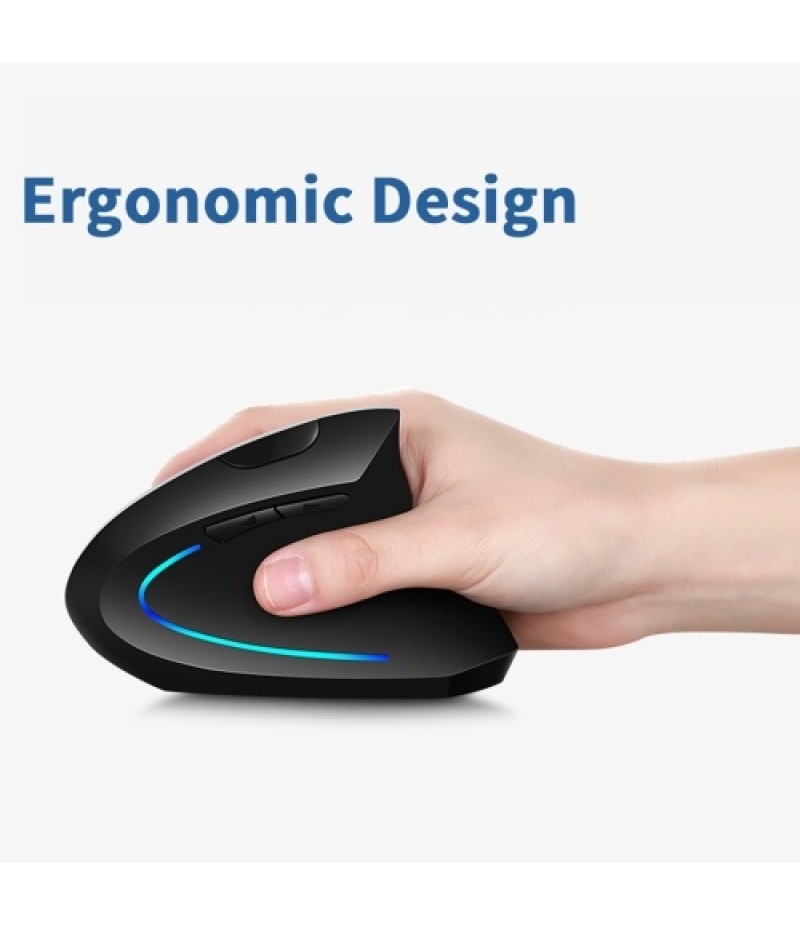 2.4G Wireless Vertical Mouse Rechargeable Upright Ergonomic Mouse 3 Adjustable DPI Levels RGB Flowing Light Plug N Play