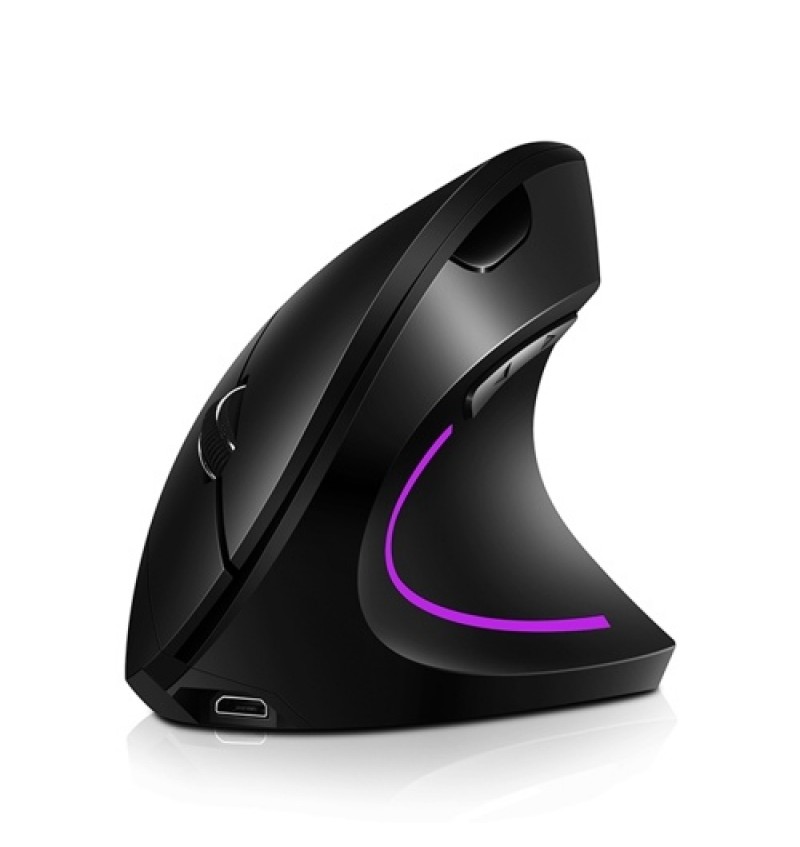 2.4G Wireless Vertical Mouse Rechargeable Upright Ergonomic Mouse 3 Adjustable DPI Levels RGB Flowing Light Plug N Play