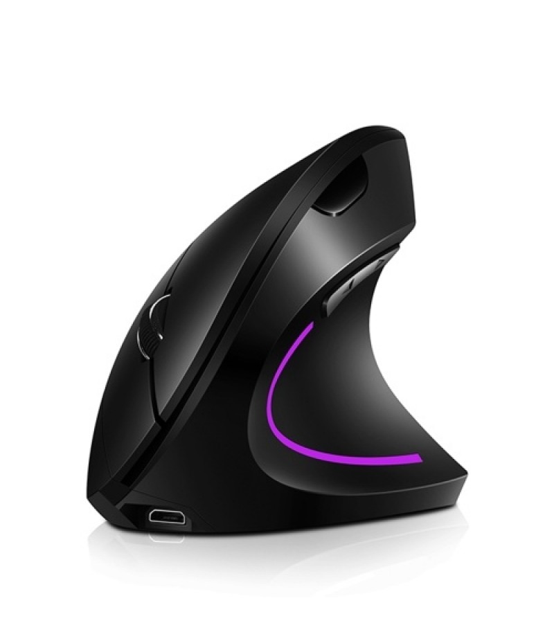 2.4G Wireless Vertical Mouse Rechargeable Upright Ergonomic Mouse 3 Adjustable DPI Levels RGB Flowing Light Plug N Play