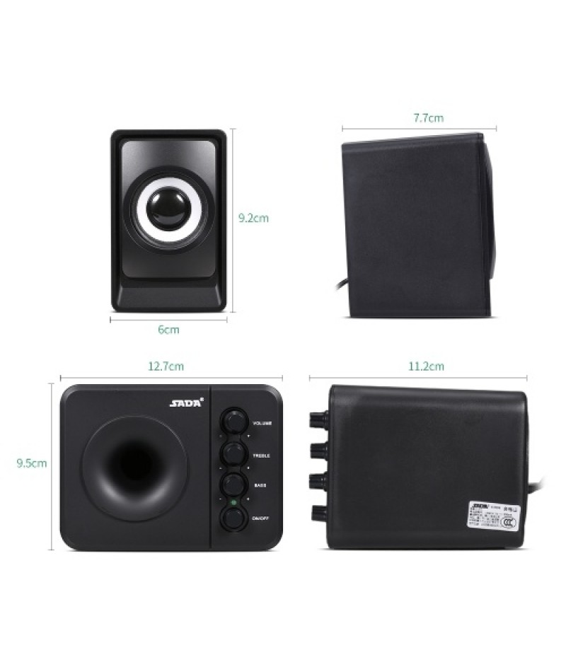 D-205 Active Speaker Computer Speaker Stereo Input Speaker USB-powered Speaker 3.5mm Audio Speaker Black
