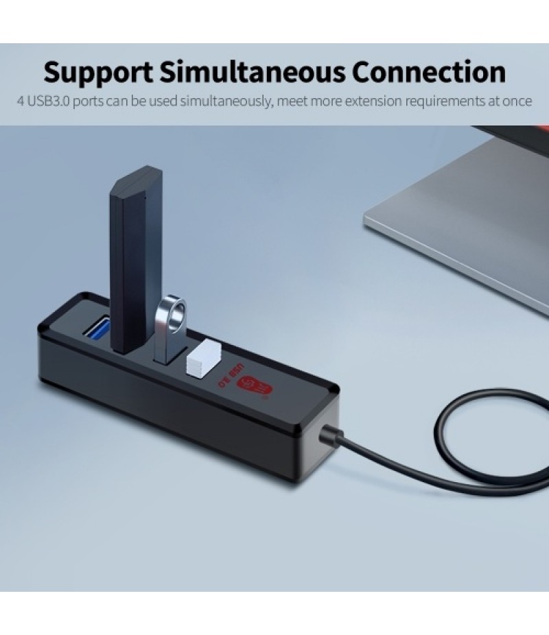 kawau 4-in-1 High-speed USB3.0 Hub USB3.0 Converter Built-in DC Power Port Support Mouse Keyboard U Disk Hard Disk USB Fan
