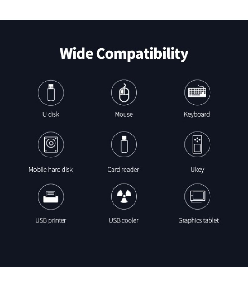 kawau 4-in-1 High-speed USB3.0 Hub USB3.0 Converter Built-in DC Power Port Support Mouse Keyboard U Disk Hard Disk USB Fan