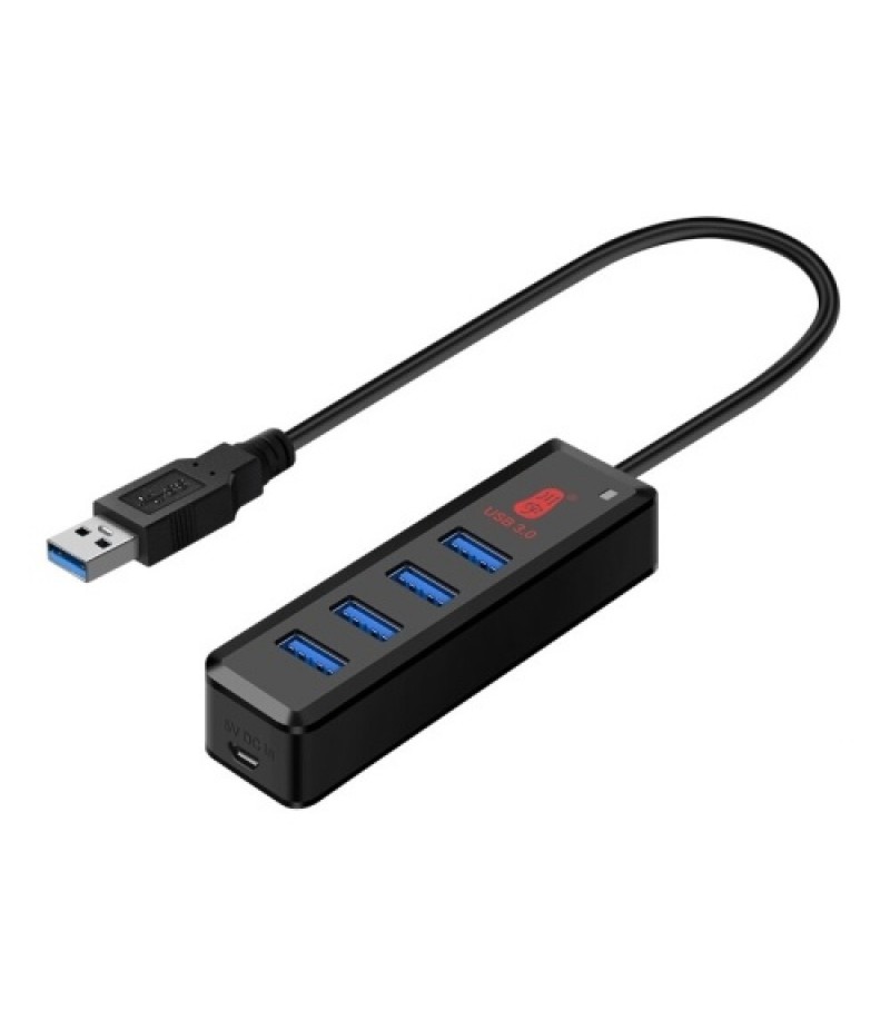 kawau 4-in-1 High-speed USB3.0 Hub USB3.0 Converter Built-in DC Power Port Support Mouse Keyboard U Disk Hard Disk USB Fan