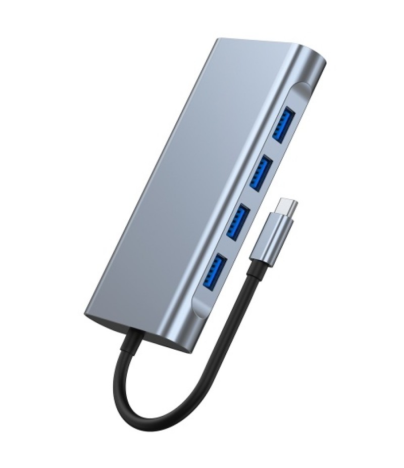 Type-C 11-in-1 Hub Aluminum Alloy Shell with USB2.0 USB3.0 HD VGA PD RJ45 Ports SD TF Card Slots 3.5mm Audio Interface