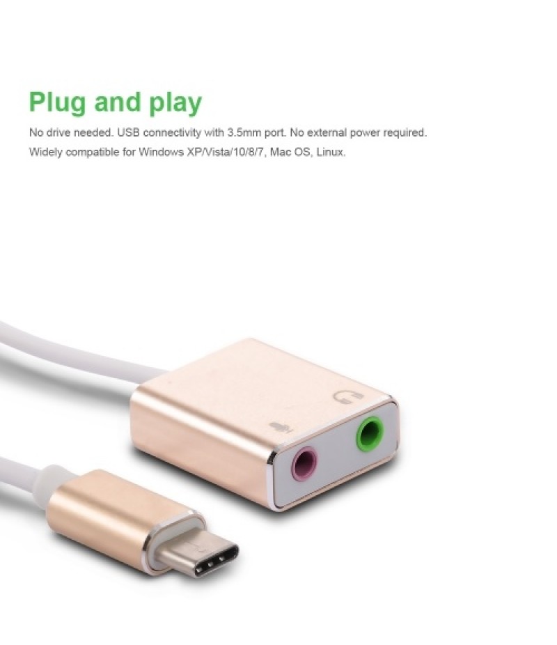 USB C Type C Type-C External Sound Card Hi-Fi Magic Voice 7.1 CH Audio Card Adapter USB-C to Jack 3.5mm Earphone Microphone Spea