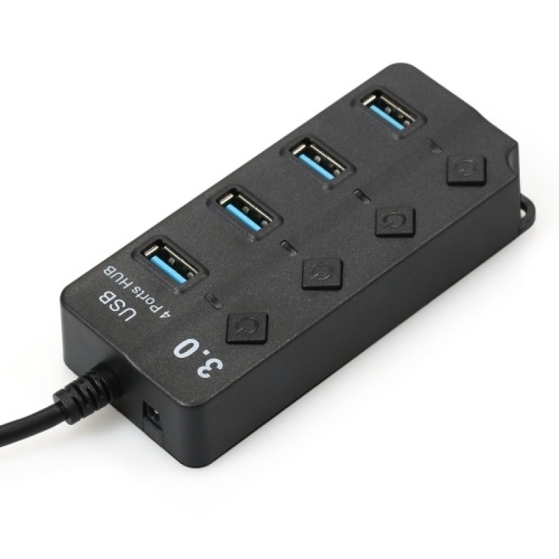 4-in-1 High-speed USB3.0 Hub Converter with 4 USB3.0 Expansion Ports Independent Power Switches Support Mouse Keyboard U Disk