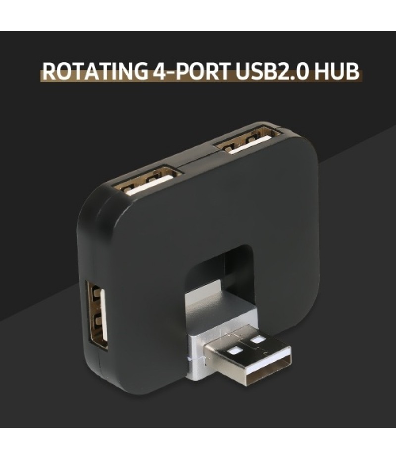 4-port USB2.0 Hub Rotating USB2.0 Converter Support USB Fan Mouse Keyboard Mobile Hard Disk U Disk USB Light for PC Laptop
