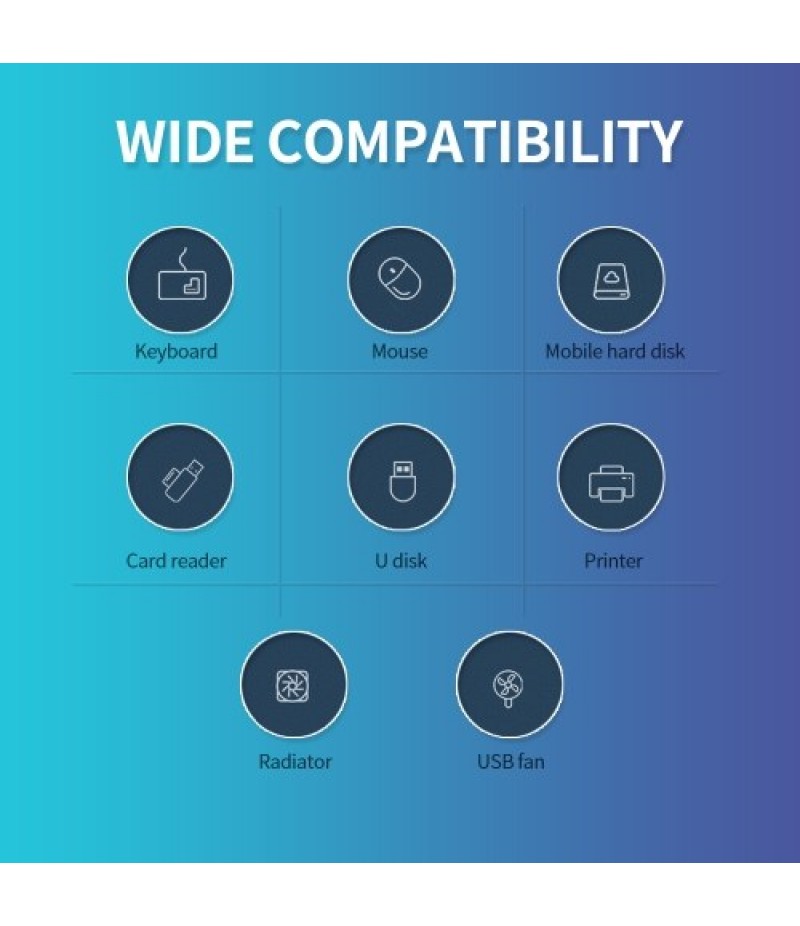 4-port USB2.0 Hub Rotating USB2.0 Converter Support USB Fan Mouse Keyboard Mobile Hard Disk U Disk USB Light for PC Laptop