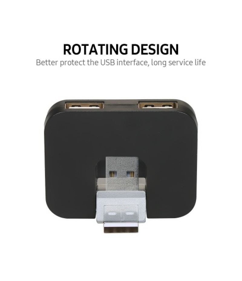 4-port USB2.0 Hub Rotating USB2.0 Converter Support USB Fan Mouse Keyboard Mobile Hard Disk U Disk USB Light for PC Laptop