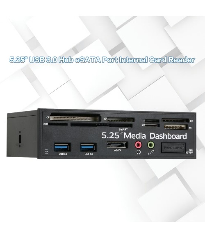 Multi-Function USB 3.0 Hub eSATA Port Internal Card Reader PC Dashboard Media Front Panel Audio for SD MS CF TF M2 MMC Memory Ca