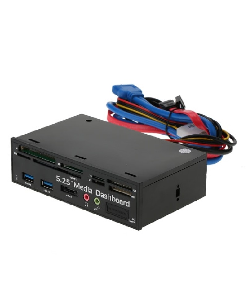 Multi-Function USB 3.0 Hub eSATA Port Internal Card Reader PC Dashboard Media Front Panel Audio for SD MS CF TF M2 MMC Memory Ca