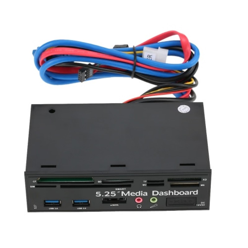 Multi-Function USB 3.0 Hub eSATA Port Internal Card Reader PC Dashboard Media Front Panel Audio for SD MS CF TF M2 MMC Memory Ca