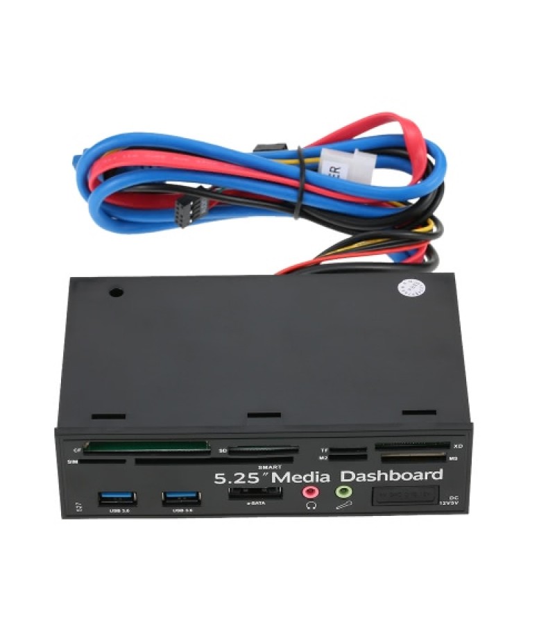 Multi-Function USB 3.0 Hub eSATA Port Internal Card Reader PC Dashboard Media Front Panel Audio for SD MS CF TF M2 MMC Memory Ca