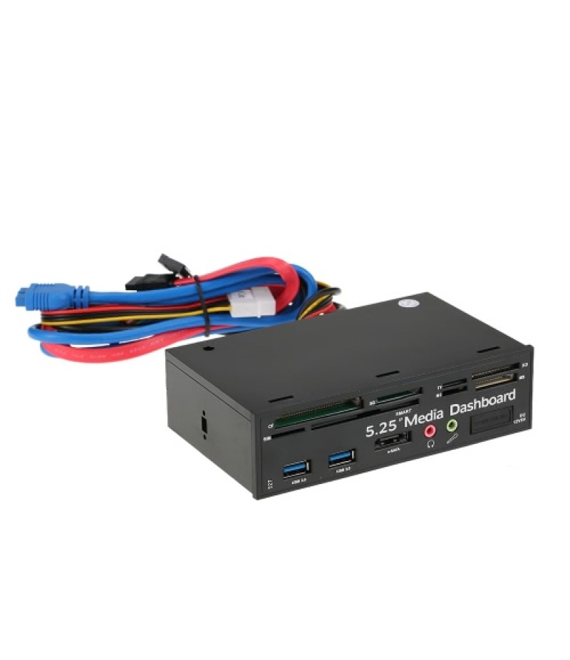 Multi-Function USB 3.0 Hub eSATA Port Internal Card Reader PC Dashboard Media Front Panel Audio for SD MS CF TF M2 MMC Memory Ca