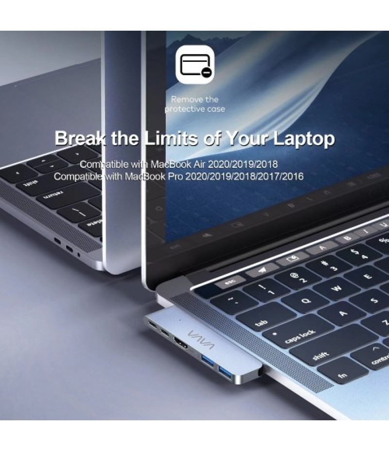 5-in-2 USB C Hub Multiport Adapter for MacBook Air MacBook Pro