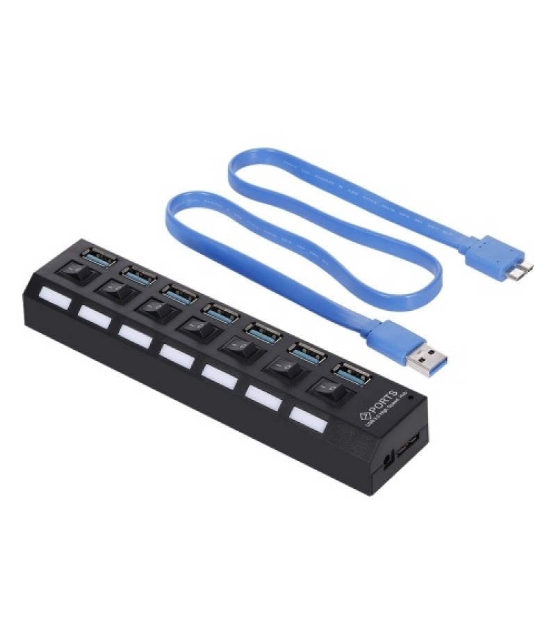 7-Port USB 3.0 HUB USB Splitter 7 Ports Expander with Switch For PC