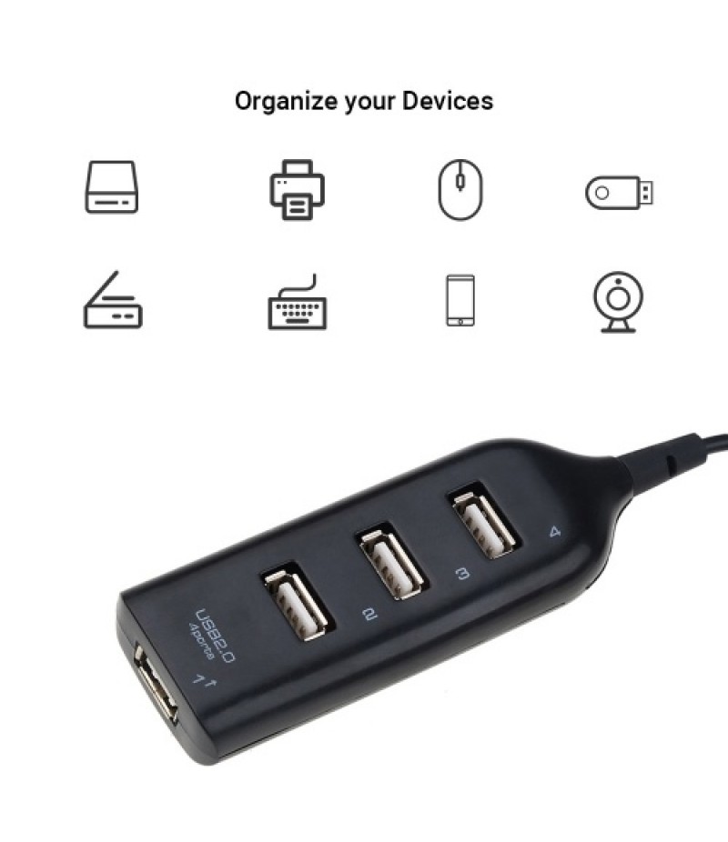4-Ports USB Hub 1-Meter Portable USB 2.0/1.1 Splitter