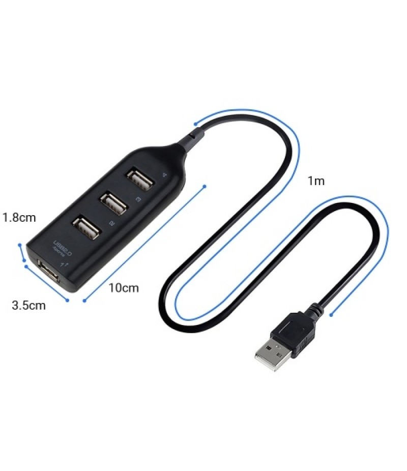 4-Ports USB Hub 1-Meter Portable USB 2.0/1.1 Splitter