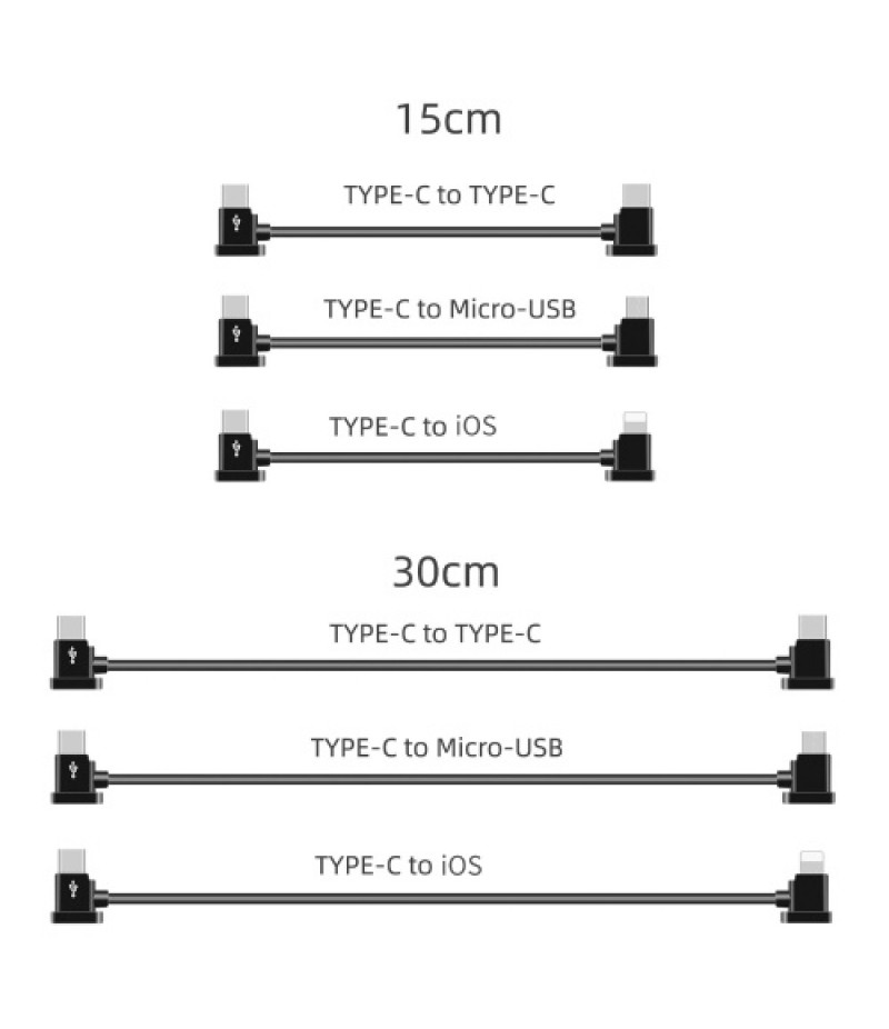 15cm Type C to IOS Date Cable for Smartphone/Table Compatible with DJI Mini 2/Air 2/Pocket 2/Osmo Pocket/ FPV Goggles v2