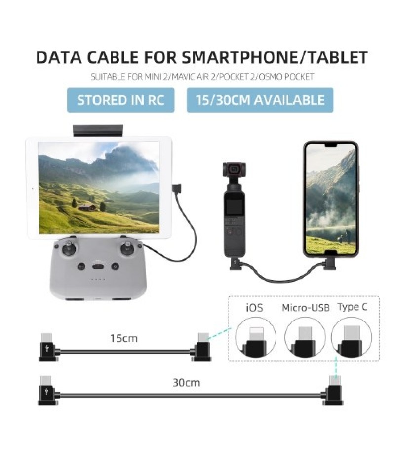 15cm Type C to IOS Date Cable for Smartphone/Table Compatible with DJI Mini 2/Air 2/Pocket 2/Osmo Pocket/ FPV Goggles v2
