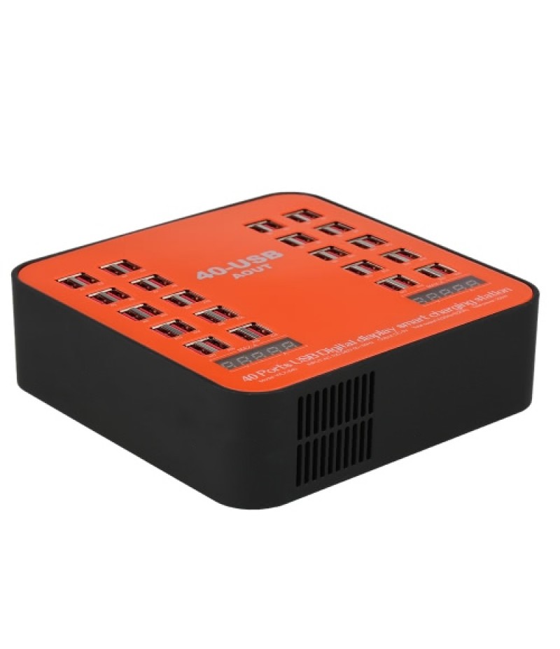 200W 40-Port USB Wall Charger Dual Digital Display Smart Charging Station with Foldable Plug for iPhone 7S/6S/5S/4S, for iPad PD