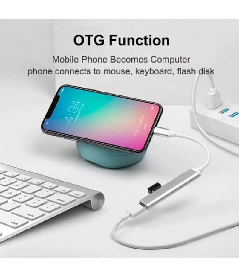 C809 Type C USB Hub 4-Port USB 3.0 Data Hub Adapter Portable USB 3.0 Hub Extension Cable Splitter 4 Ports High Speed Cable Split