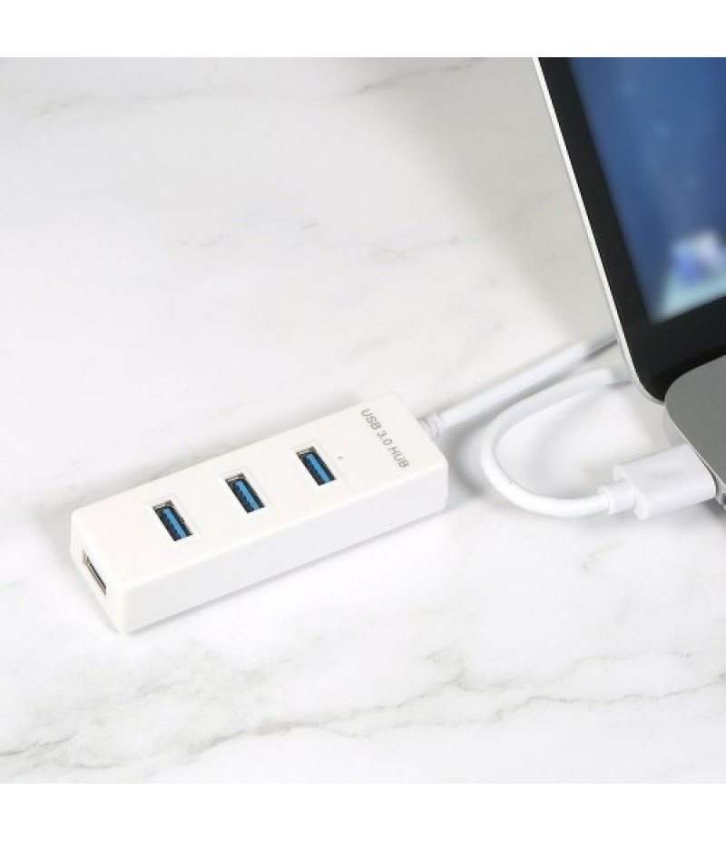 USB3.0 Hi-speed Hub 4 Port USB3.0 Hub with Micro USB Power Supply Simultaneous Use 5Gbps Transmission Large Files Small &amp; Li