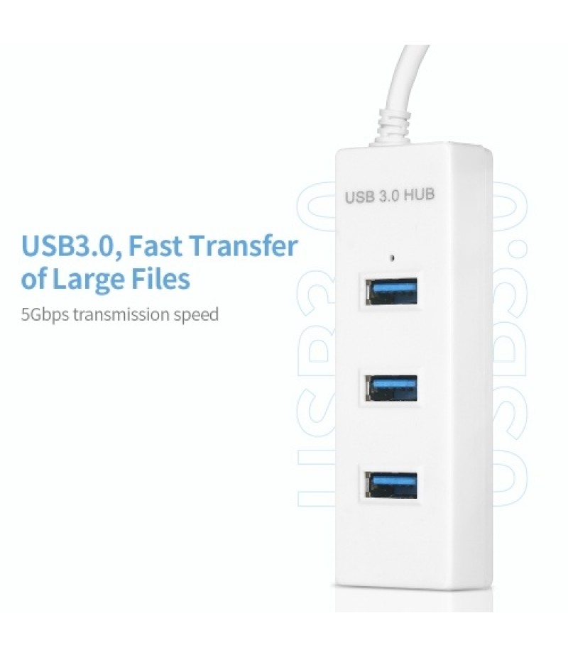 USB3.0 Hi-speed Hub 4 Port USB3.0 Hub with Micro USB Power Supply Simultaneous Use 5Gbps Transmission Large Files Small &amp; Li