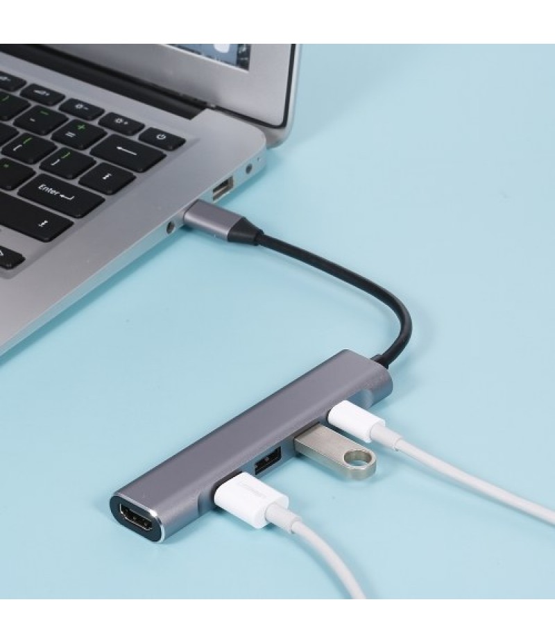 5-in-1 USB-C Hub USB3.0 USB2.0 Type-C to 4K HD Converter PD Quick Charge /Data Transfer USB Hub