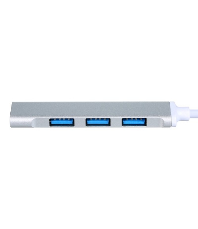 Mini Portable Type-C to USB Adapter 4-in-1 Hub with USB2.0/USB3.0 Ports Type-C Male to USB Female OTG Adapter, Silver